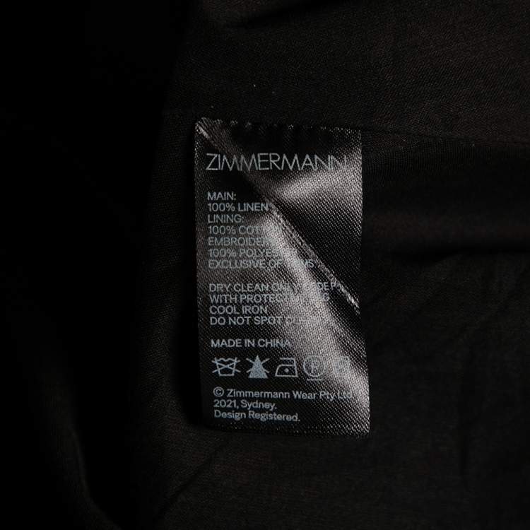 Pre Owned Zimmermann Black Linen Lace-Up Detail Aliane Midi Dress S 