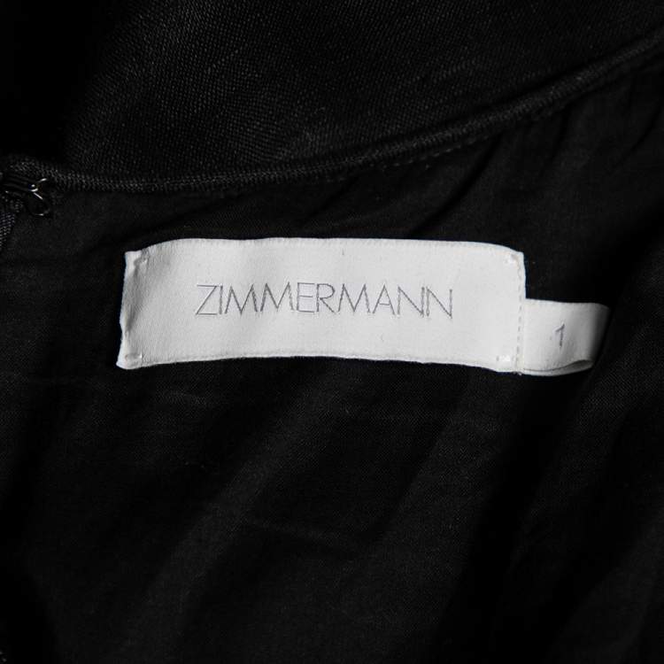 Pre Owned Zimmermann Black Linen Lace-Up Detail Aliane Midi Dress S 