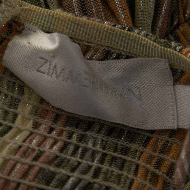 Pre Owned Zimmermann Multicolored Lurex Rainbow Striped Cotton Juniper Dress M