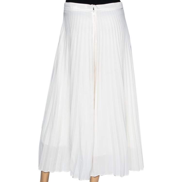 Pre Owned Zimmermann Off White Crepe Pleated Cropped Palazzo Pants S