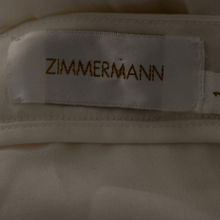 Pre Owned Zimmermann Off White Crepe Pleated Cropped Palazzo Pants S