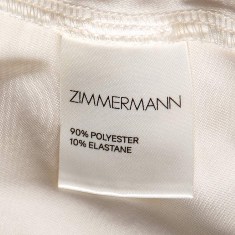 Pre Owned Zimmermann Cream Silk Organza & Crochet Trimmed Belted Kaftan Dress M