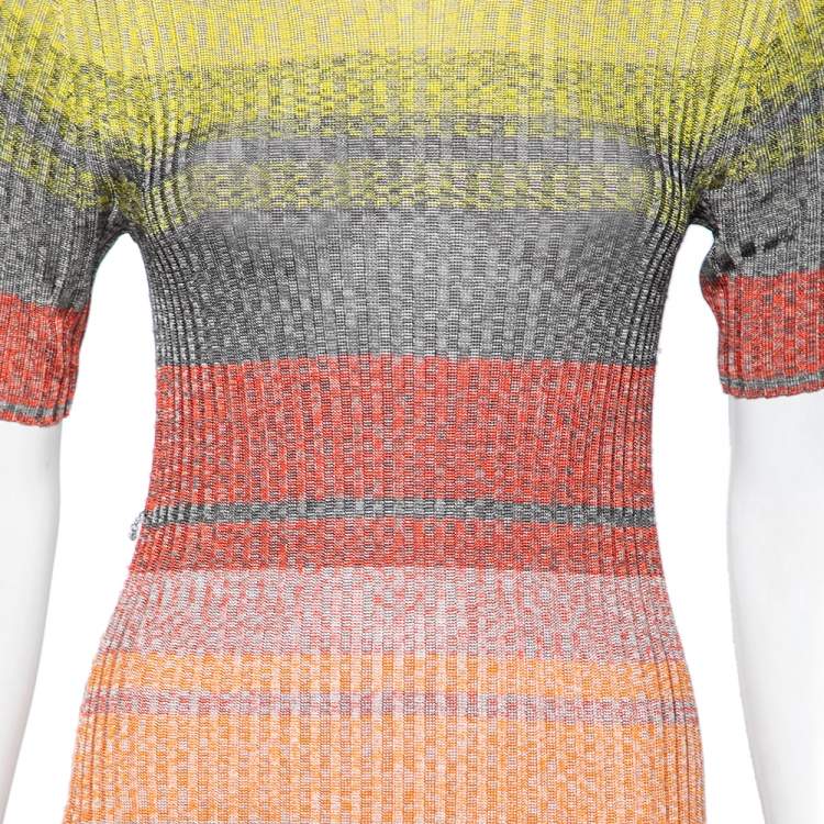 Pre Owned Zimmermann Multicolored Brightside Striped Rib Knit Midi Dress M