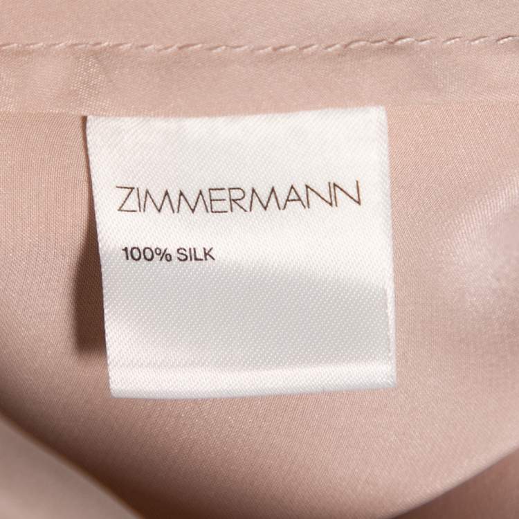Pre Owned Zimmermann Pink Silk Ruffled Asymmetrical Wrap Dress L