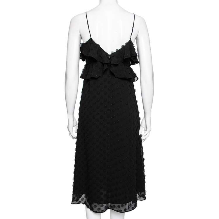 Pre Owned Zimmermann Black Polka Dot Appliqued Chiffon Sleeveless Dress S