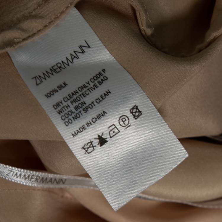 Pre Owned Zimmermann Beige Silk Wrap Ruffle Hem Midi Dress XS