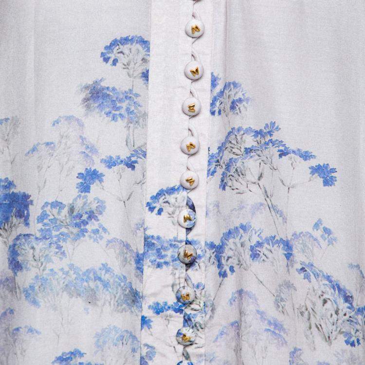 Pre Owned Zimmermann Blue Floral Printed Cotton Luminous Dress S