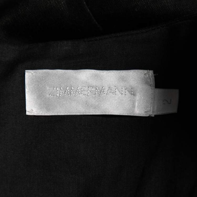 Pre Owned Zimmermann Black Linen Cut-Out Detail Wayfarer Midi Dress M