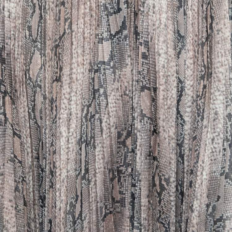 Pre Owned Zimmermann Grey Snake Print Chiffon Corsage Pleated Asymmetric Skirt M