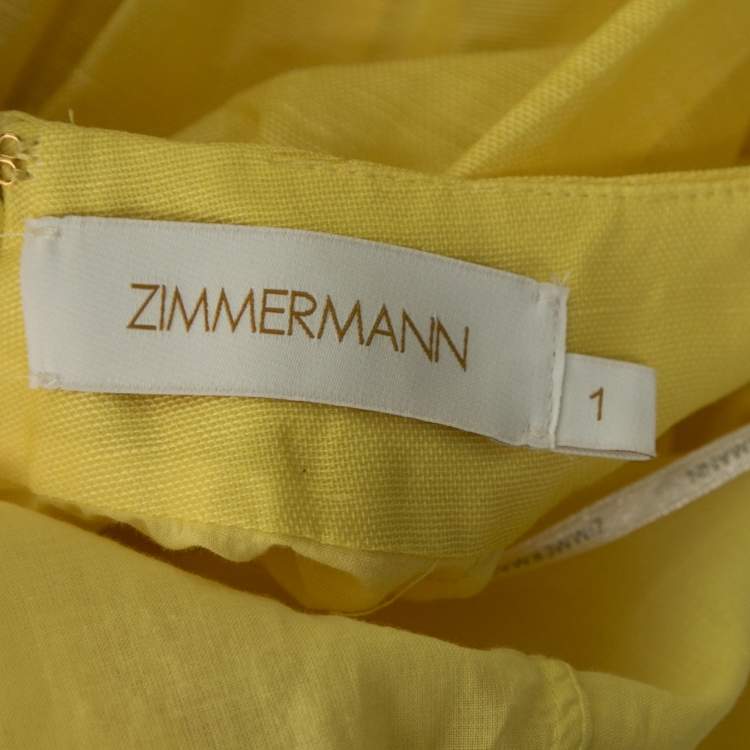 Pre Owned Zimmermann Yellow Linen And Silk Cutout Botanica Brallete Gown S