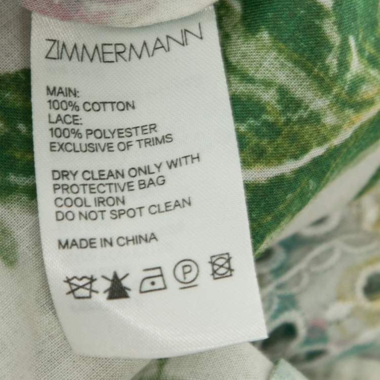 مملوكة مسبقًا Zimmermann White Floral Printed Eyelet Embroidered Heathers Off Shoulder Dress M