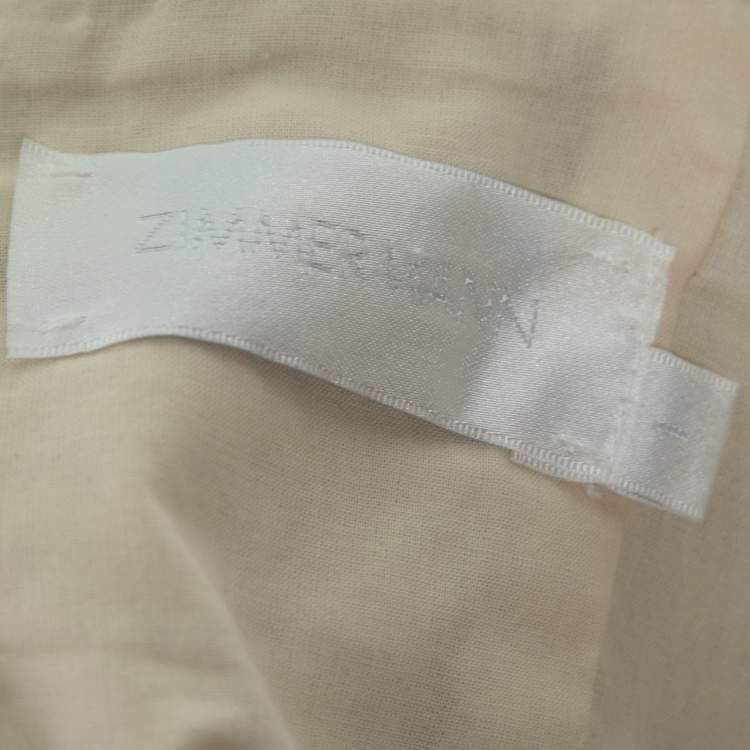 مملوكة مسبقًا Zimmermann White Floral Printed Eyelet Embroidered Heathers Off Shoulder Dress M