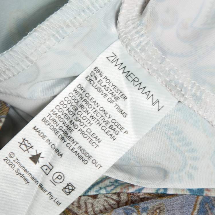 Pre Owned Zimmermann Multicolor Printed Silk Chiffon Belted Shirtdress L