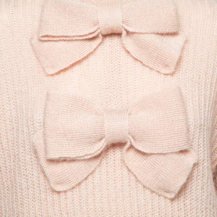 Pre Owned Zimmermann Blush Pink Mohair Knit Bow Detail Turtle Neck Sweater S