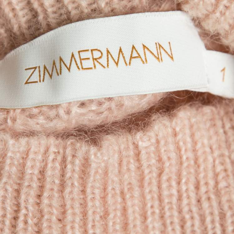Pre Owned Zimmermann Blush Pink Mohair Knit Bow Detail Turtle Neck Sweater S
