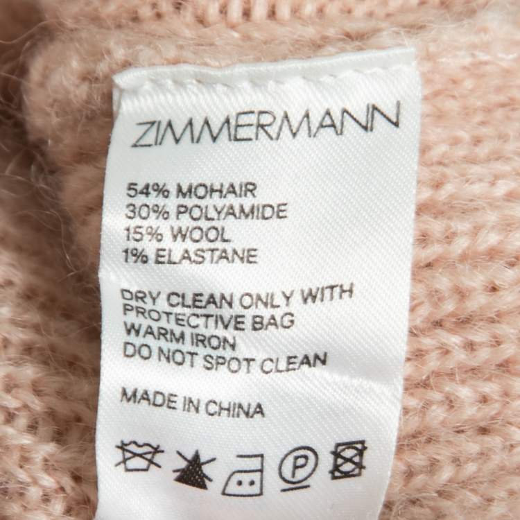 Pre Owned Zimmermann Blush Pink Mohair Knit Bow Detail Turtle Neck Sweater S