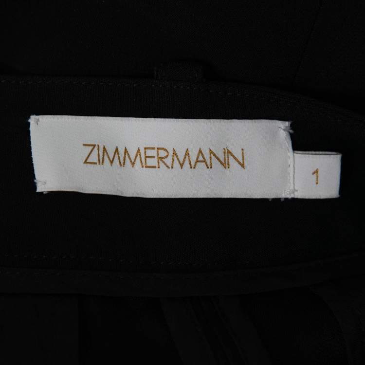 Pre Owned Zimmermann Black Crepe Velvet Trim Detail Tapered Trousers M