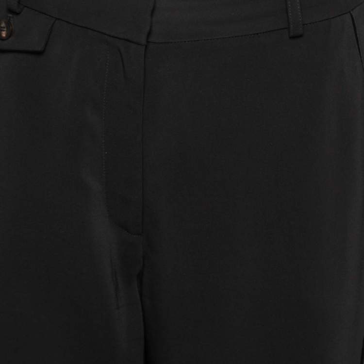 Pre Owned Zimmermann Black Crepe Velvet Trim Detail Tapered Trousers M