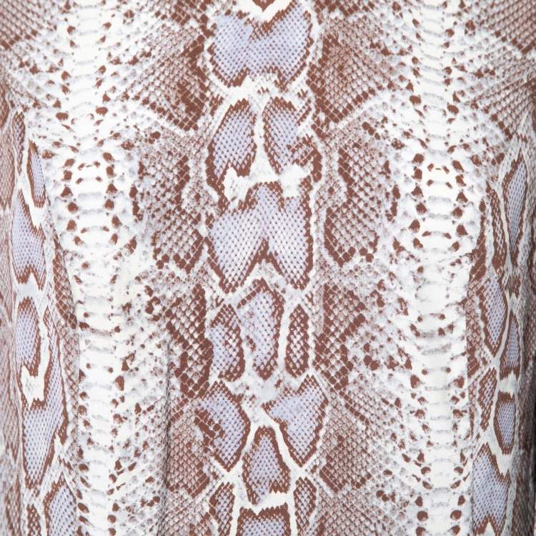 Pre Owned Zimmermann Brown & Blue Snake Print Silk Blouse M