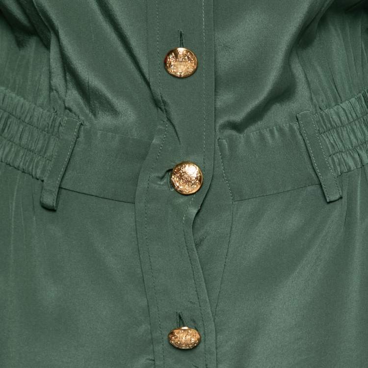 مملوكة مسبقًا Zimmermann Green Silk Button Front Short Romper XS