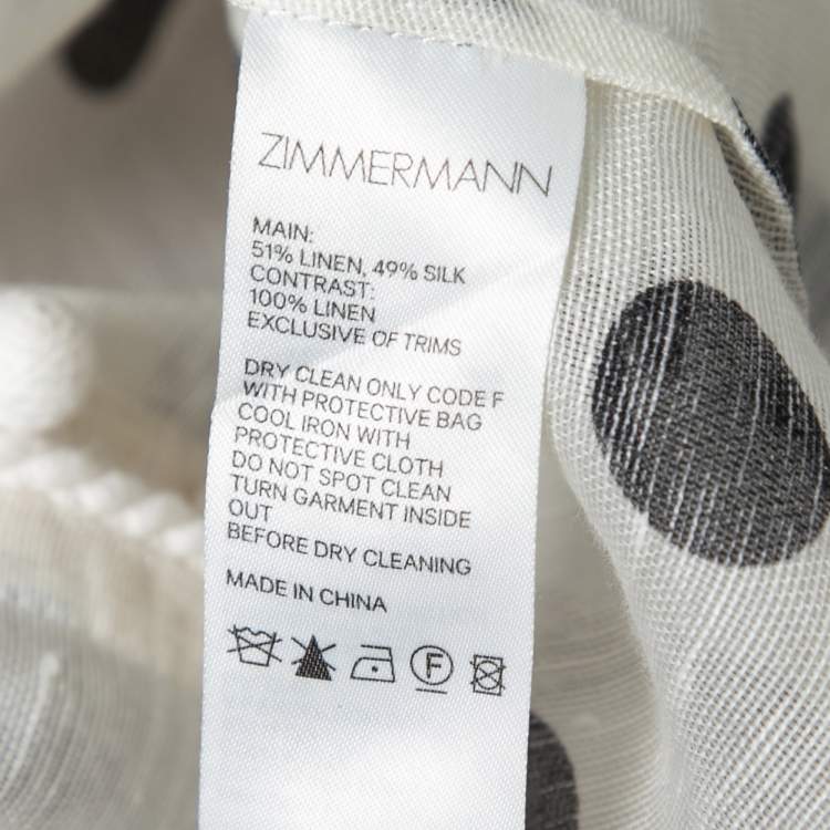 مملوكة مسبقًا Zimmermann White Polka Dot Silk & Linen Button Front Blouse XS