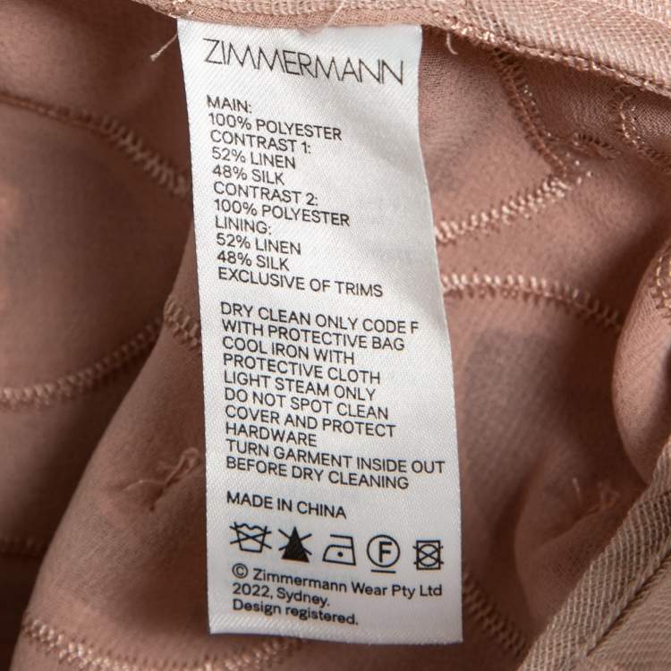 Pre Owned Zimmermann Pink Chiffon & Linen Frill-Trim Dancer Mini Dress S