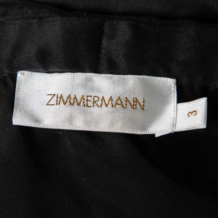 Pre Owned Zimmermann Black Silk Ruffled Off-Shoulder Belted Dress L