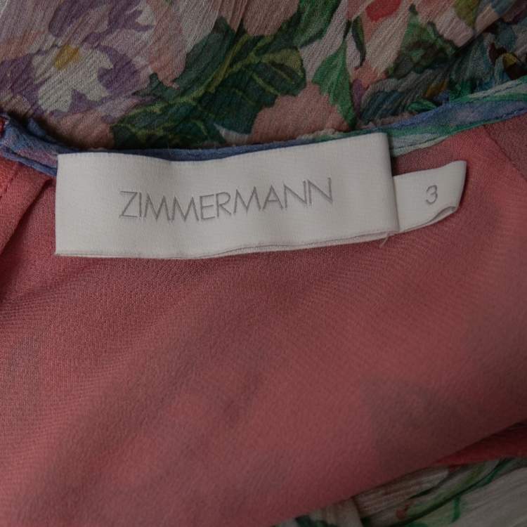 Pre Owned Zimmermann Multicolor Floral Print Silk Ruffled Jumpsuit L