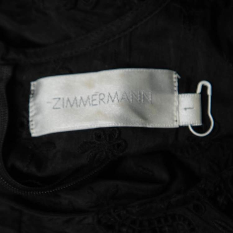 مملوكة مسبقًا Zimmermann Black Lace Panel Eyelet Cotton Maxi Dress M