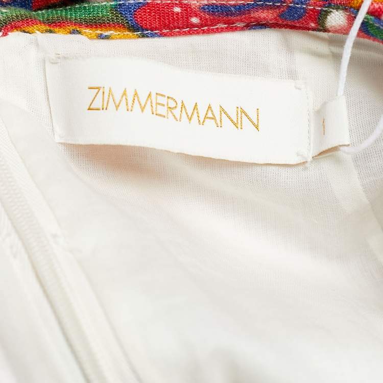 Pre Owned Zimmermann Multicolor Floral Print Linen The Lovestruck Ruffled Dress M