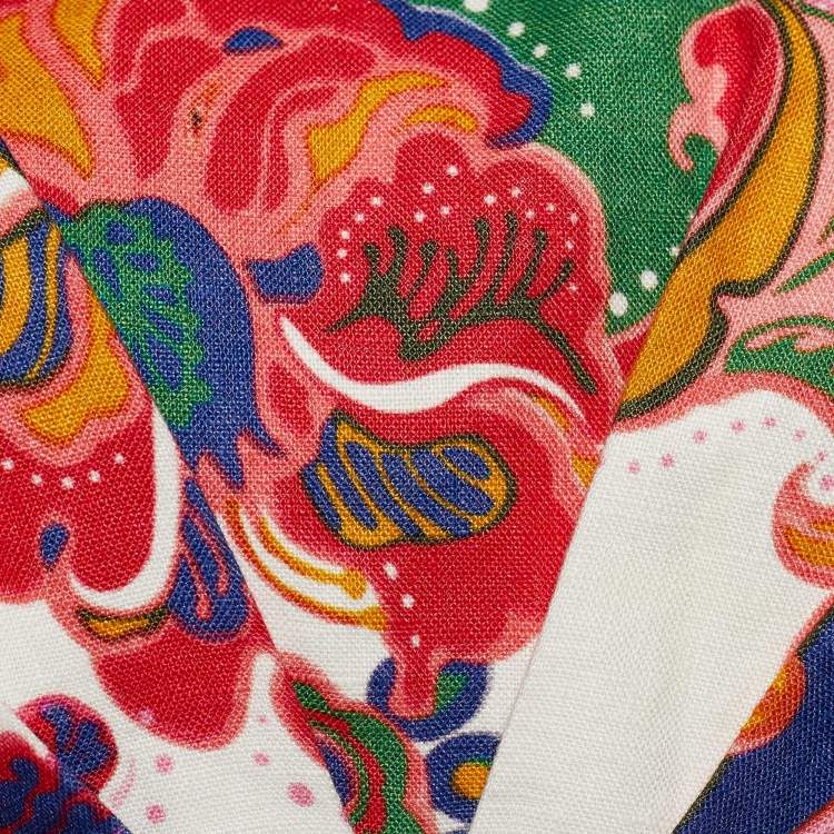 Pre Owned Zimmermann Multicolor Floral Print Linen The Lovestruck Ruffled Dress M