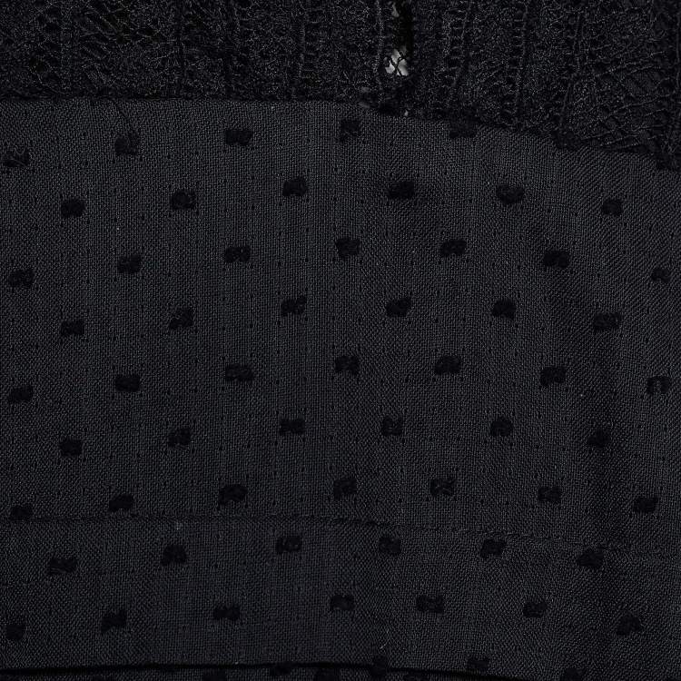 مملوكة مسبقًا Zimmermann Black Textured Cotton Lace Detail Sleeveless Mini Dress M