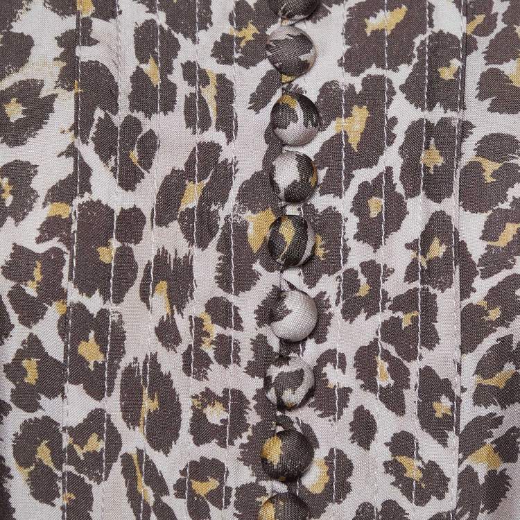 مملوكة مسبقًا Zimmermann Light Pink Animal Printed Silk Belted Midi Dress L