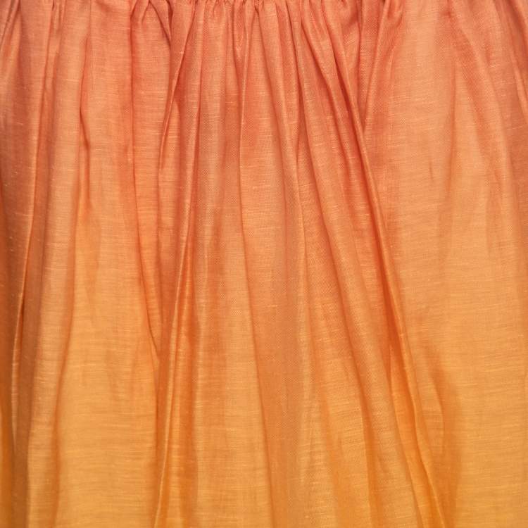 Pre Owned Zimmermann Orange Ombre Silk & Linen Maxi Skirt M