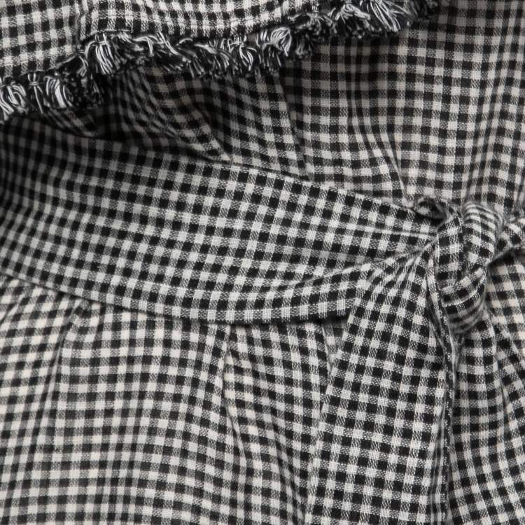 Pre Owned Zimmermann Black Checkered Patterned Linen Belted Mini Dress L