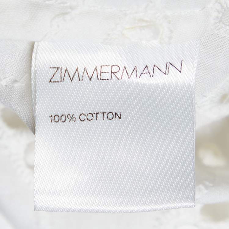 Pre Owned Zimmermann White Cutwork Lace Peplum Top S