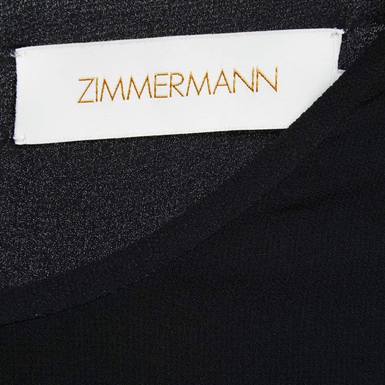 Pre Owned Zimmermann Black Crepe Pleated Maxi Dress M