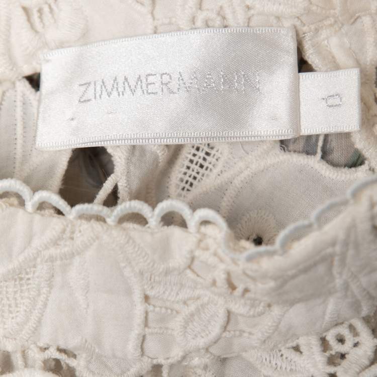 Pre Owned Zimmermann Multicolor Floral Printed Cotton Lace Inset Top S
