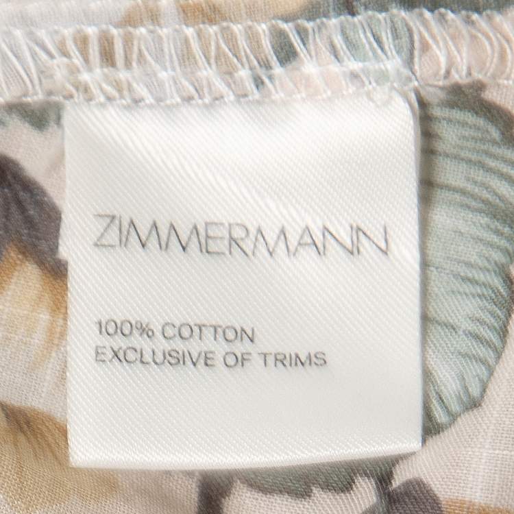 Pre Owned Zimmermann Multicolor Floral Printed Cotton Lace Inset Top S