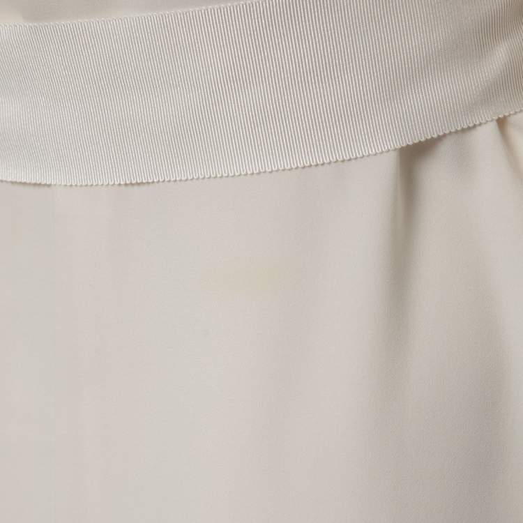 Pre Owned Zimmermann Cream Crepe Chain-Detail Belted Midi Dress M