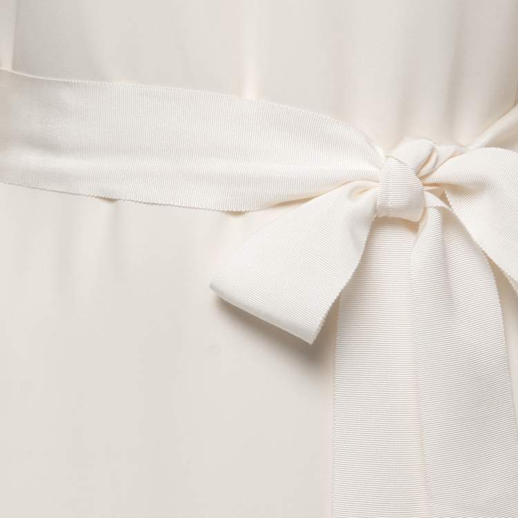 Pre Owned Zimmermann Cream Crepe Chain-Detail Belted Midi Dress M