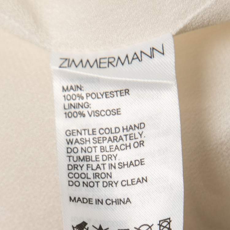 Pre Owned Zimmermann Cream Crepe Chain-Detail Belted Midi Dress M
