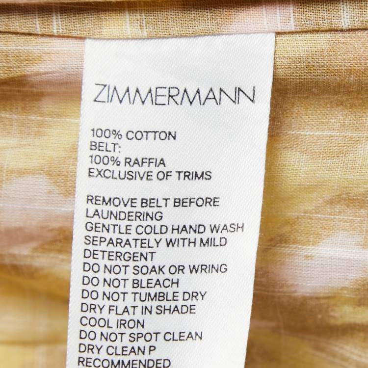 Pre Owned Zimmermann Yellow Animal Printed Cotton Tiered Midi Skirt L