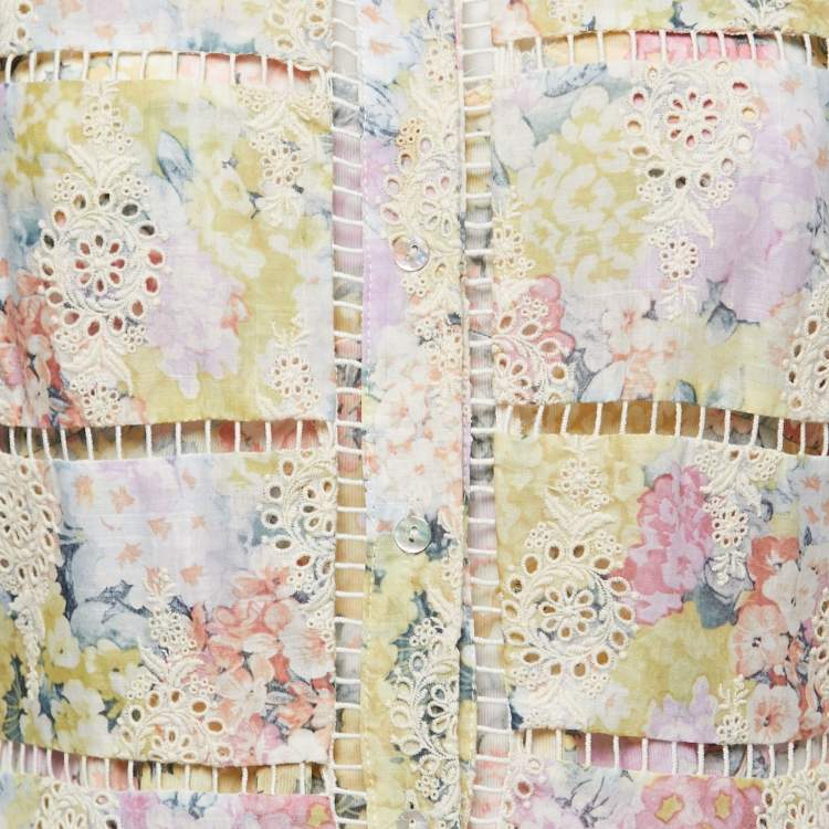 Pre Owned Zimmermann Multicolor Floral Printed Cotton Midi Dress M