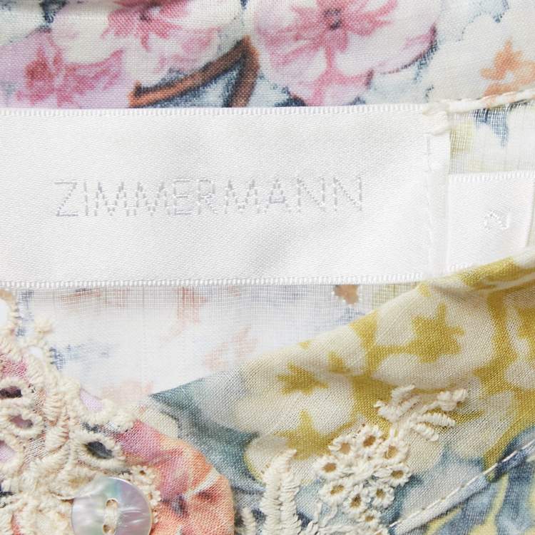 Pre Owned Zimmermann Multicolor Floral Printed Cotton Midi Dress M