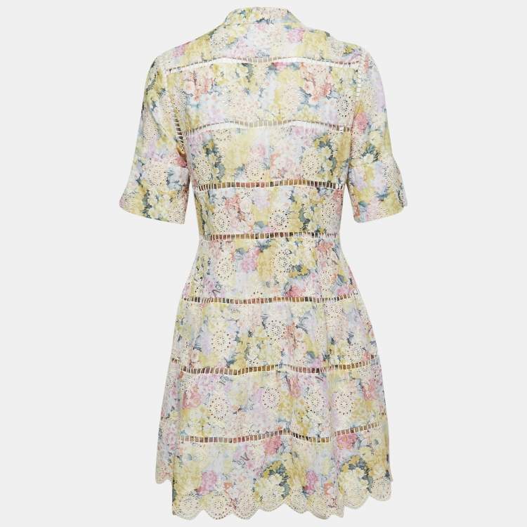 Pre Owned Zimmermann Multicolor Floral Printed Cotton Midi Dress M