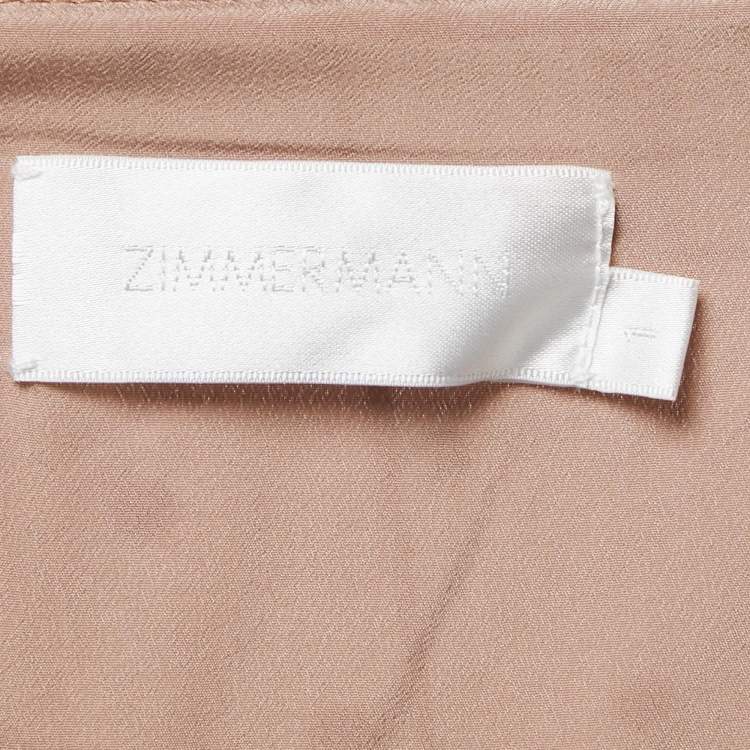 Pre Owned Zimmermann Brown Dotted Chiffon Lace Trimmed Midi Dress M