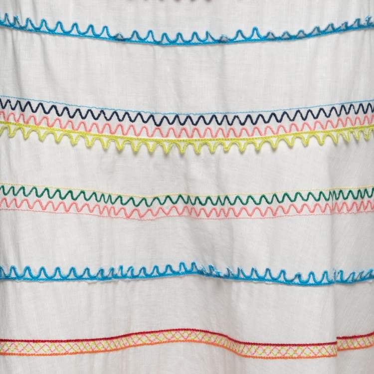 Pre Owned Zimmermann White Linen Blend Embroidered Laelia Skirt L