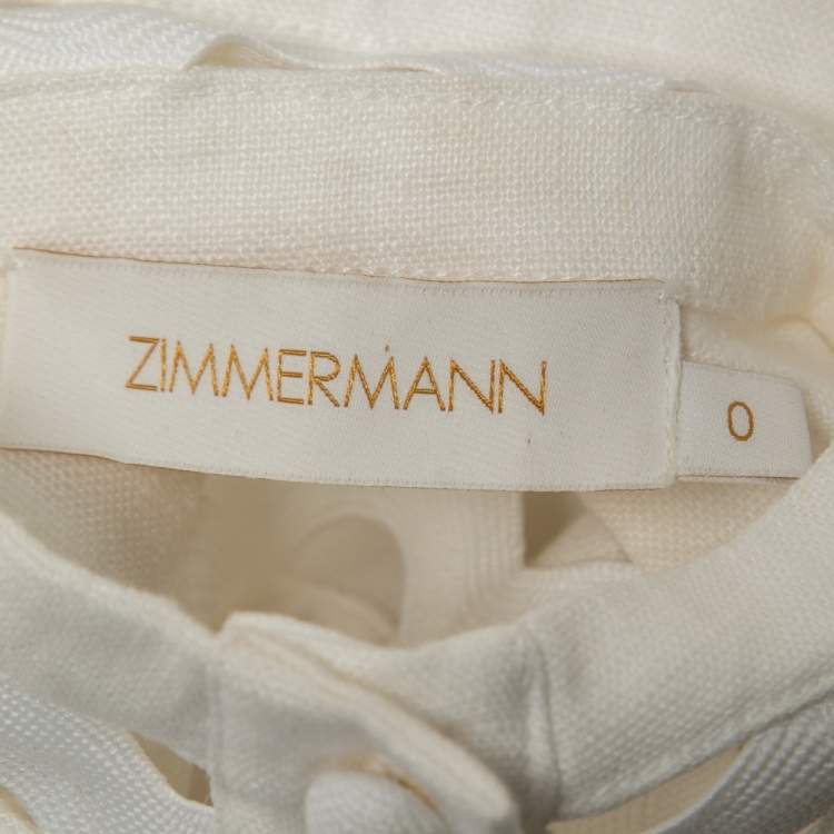 Pre Owned Zimmermann White Ramie Button Front Blouse S