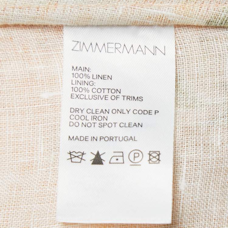 Pre Owned Zimmermann Light Pink Floral Printed Linen Ruffled Mini Dress M